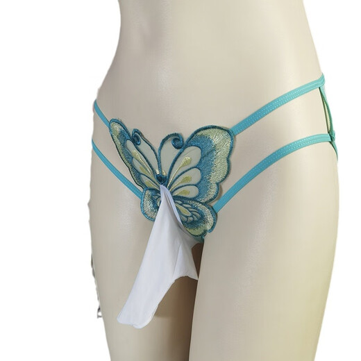 Adult products for men, men's egg-filled bullets separated large size temptation thong hollow large size underwear sexy lace butterfly see-through adult sex toys XL light green (155-200 Jin Jin equals 0.5 kg) bullet separation-opening