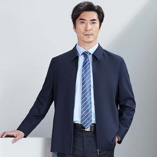 Hongdu summer clothing middle-aged men's jacket for work formal wear without lining business professional wool jacket men's hidden blue JT6093-1 S (165/84A)