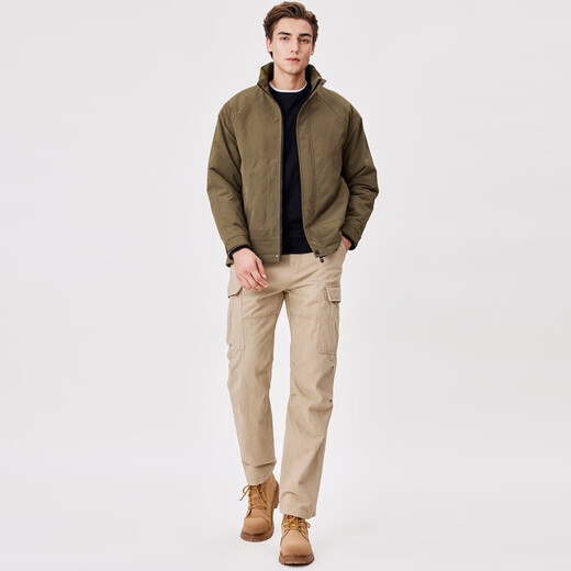 Shanshan thickened stand collar cotton jacket for men in autumn and winter, warm and windproof casual top, executive business men's outerwear jacket, brown L (175) suitable for 130-150Jin Jin equals 0.5 kg