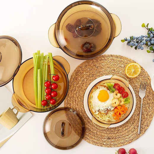 Lemeiya France imported amber transparent glass pot soup pot stew pot direct burning pot 1L 1L-L7539 (gift box)