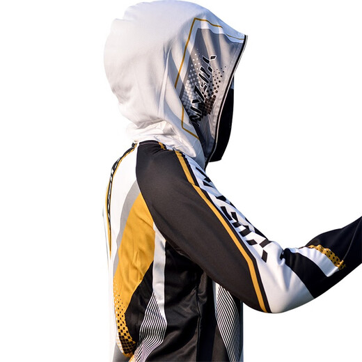 Yifan Seiko 2024 new fishing breathable quick-drying cool ice silk sunshade suit summer men's fishing suit black gold style M