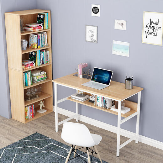 Shuaili computer desk study board type simple home notebook desk with bookshelf 100*50 primary color SL17041D