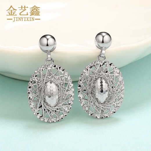 Jin Yixin platinum earrings pt950 genuine platinum earrings earrings earrings popular style platinum fashion pigeon egg earrings for women weighing about 12.5 grams a pair high about 30mm wide about 16mm