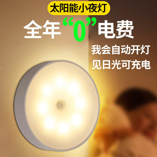 Solar human body sensor night light home indoor lighting balcony outdoor courtyard corridor corridor wall light white light human body sensor free fixed patch