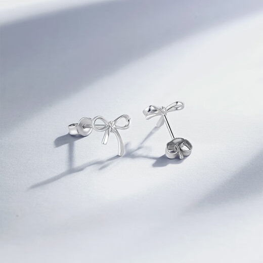 ZLF PT950 Platinum Earrings Women's Platinum Simple Sweet Bow Earrings 1.39g