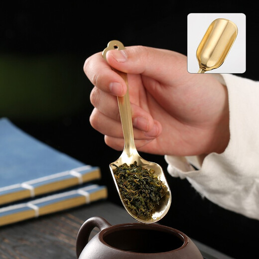 Gold inlaid jade household brass tea needle tea knife tea clip washer pot pen kung fu tea set accessories H59 brass bamboo joint tea ceremony six gentlemen