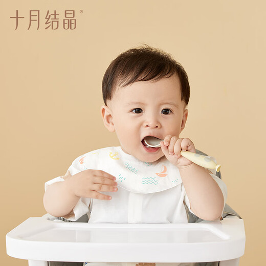 October crystallized disposable saliva napkin baby rice bag bib non-woven no-wash waterproof 2 boxes of 40 pieces 28*26 sailboat + fruit and vegetable