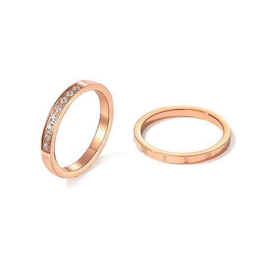 MZMZ color gold ring for men and women, rose gold index finger trendy pair of rings, Valentine's Day birthday gift for girlfriend and wife, noble two-piece set, ring number remarks