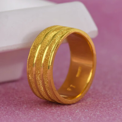 Qian Xinrui gold ring new fashion pure gold 999 frosted couple ring closed ring simple tail ring private customization 10g 8mm face width 18