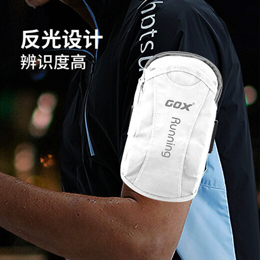 GOX outdoor arm bag sports running mobile phone arm strap light mobile phone bag Apple arm sleeve wrist bag storage bag fitness men and women luminous silver