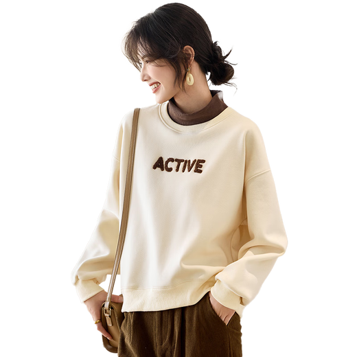 She enjoys velvet sweatshirt women's high collar winter collar splicing sweatshirt jacket towel embroidered warm top women T144W2001