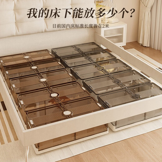 Chenzhi Shangpin folding under bed storage box household with wheels large capacity clothing under bed storage box drawer type storage box transparent gray-high style-82*40*25