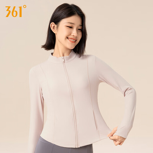 361 Fitness Sportswear Women's Long Sleeve T-Shirt Jacket Sports Top Pilates Training Running Outdoor Yoga Wear Soft Mist Powder L