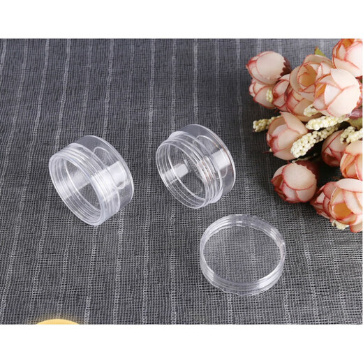 Junkiss small plastic bottle with lid, transparent trial size, cream bottle, mini ointment box, cream manicure empty bottle, round, 50g, fully transparent, 1 piece