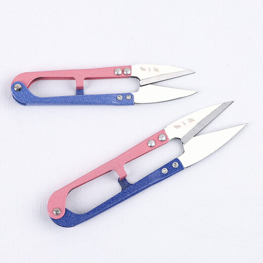 Zhang Xiaoquan small yarn scissors household trimming thread small yarn scissors U-shaped spring two-color large yarn scissors sewing scissors Zhang Xiaoquan two-color small size 3 pack