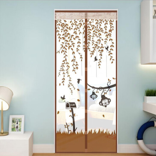 Diyin DIY Velcro anti-mosquito door curtain magnetic screen door summer mesh window anti-fly household high-end partition self-absorbing magnet to absorb coffee giraffe 90*200cm
