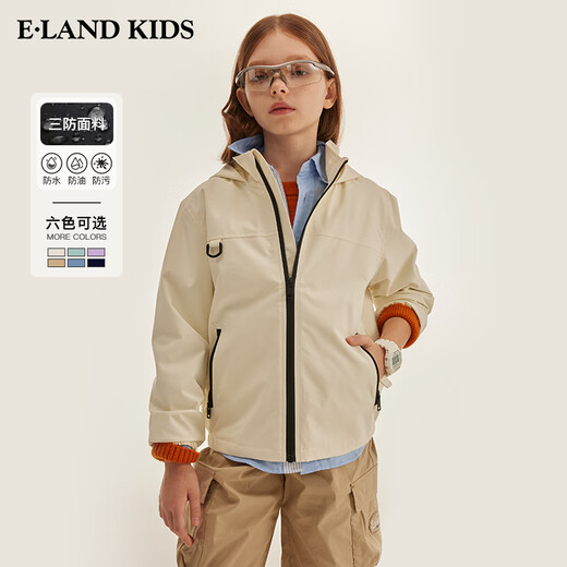 E LAND KIDS Yilian boys and girls jacket winter new casual three-proof hooded jacket Ivory ivory white/39 150