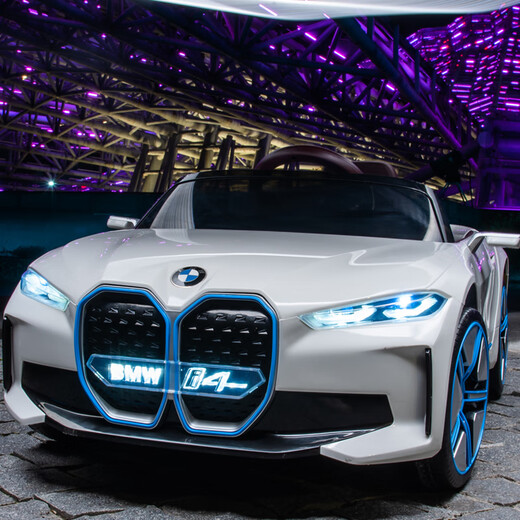 Xingchenhao BMW i4 children's electric car four-wheel drive car can be driven with remote control toy car and can sit in a baby stroller BMW i4 white four-wheel drive + remote control swing + Bluetooth + leather seat