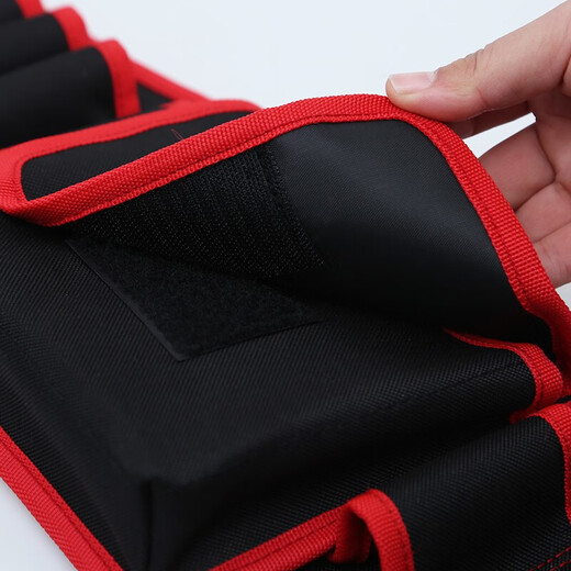 Master Dai's electrician's tool bag, durable and repairable, portable small multi-functional bag, hardware storage tool, hand-drilled red