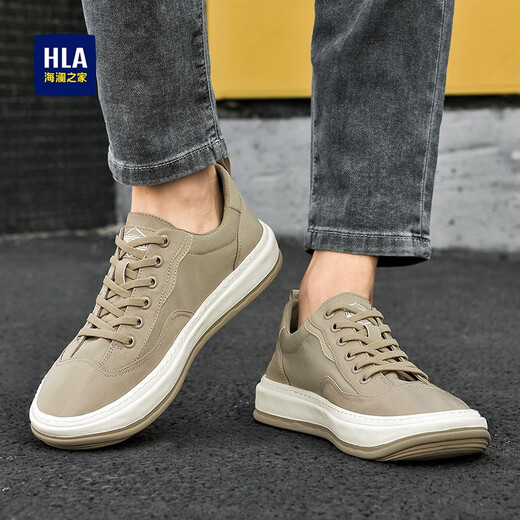 Hailan Home (HLA) Herrenschuhe Klassiker atmungsaktueller lässiger Leinwand Herren-Leichtgewicht und vielseitige Nicht-Schlupf-Stoffschuhe Khaki 41
