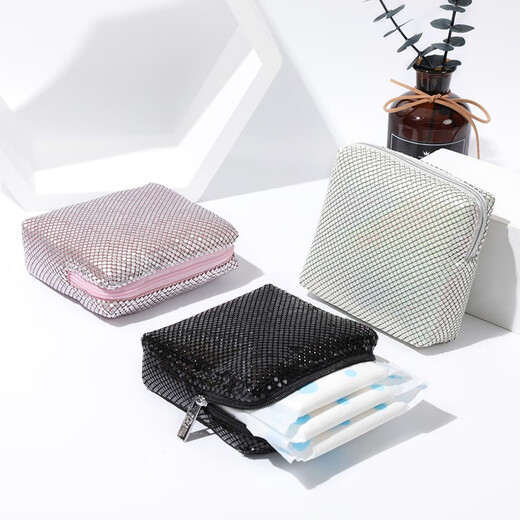 ToMill Portable Cosmetic Bag Women's Portable Storage Bag Clutch Bag Exquisite Small Bag Large Capacity Lipstick Bag Menstrual Bag Evening Bag Modern Girl-Black