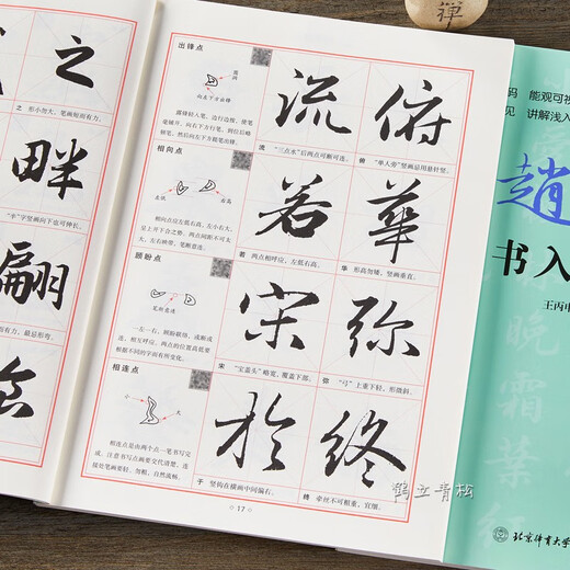 Zhao Mengfu Zhao Ti's running script introductory tutorial, running script introductory tutorial, basic training book, basic strokes, radicals, font structure, stroke by stroke analysis, brush calligraphy copybook, Beijing Sports University Press