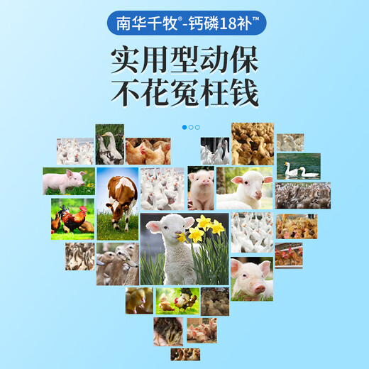 Nanhua Qianmu calcium and phosphorus 18 supplements for veterinary use multi-dimensional calcium and phosphorus quick supplement for pigs, cattle, sheep, chickens, ducks and geese livestock and poultry trace element feed additives calcium and phosphorus 18 supplements 500g*1 bag
