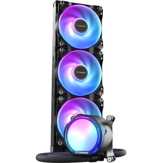 TCOMAS titanium tantalum SJ-A080 360 black integrated CPU water cooling radiator large cold head thickened cold exhaust fan ARGB light effect supports intel/AMD