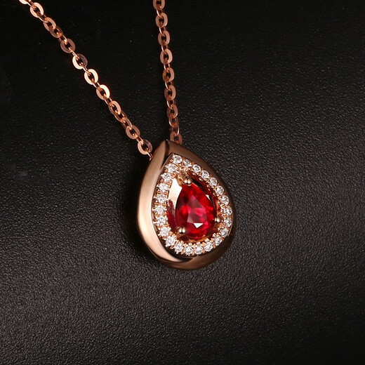 Tingliang 0.5 carat pigeon blood red ruby pendant 18K gold inlaid with diamond colored treasure necklace as a gift for your lover, single pendant in stock