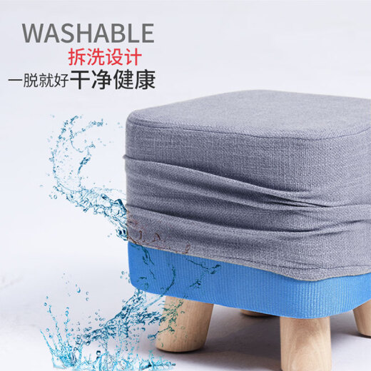 Jiabai [Solid Wood Stool Legs] Fabric Stool Shoe Changing Stool Footstool Small Square Stool Small Stool Fashion Creative Bedroom Leisure Low Stool Living Room Sofa Stool Children's Stool Green Square