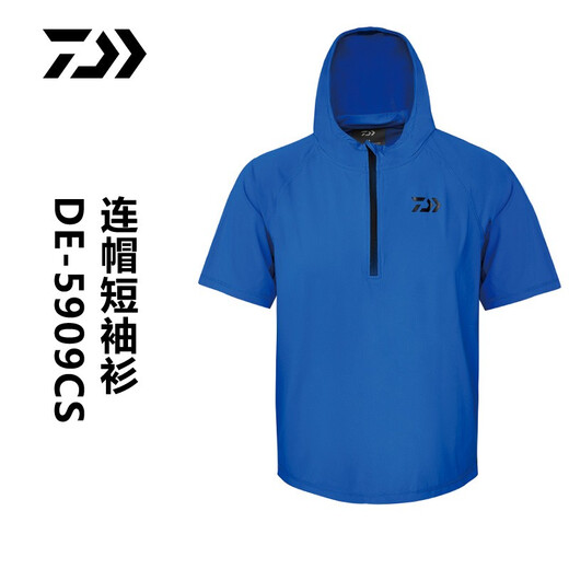 DAIWA fishing clothing sun protection clothing DE-5909CS hooded short-sleeved shirt summer T-shirt dark blue-M size