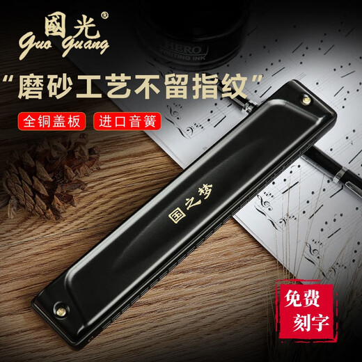 Guoguang gongs importés Guoguang harmonica niveau de performance professionnel performance haut de gamme accent polyphonique 24 trous cadeau pour débutants clé C adulte niveau palais polyphonique 24 trous clé C améliorée