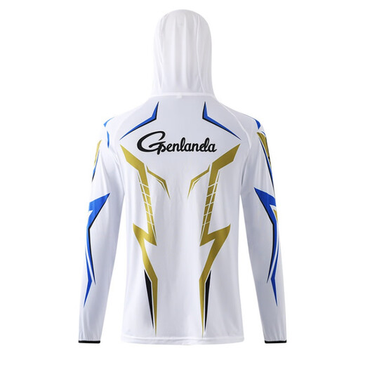 SENLANDA fishing sun protection clothing men's ice silk summer anti-mosquito breathable quick-drying hooded sea fishing fishing clothing with custom printing white S code 90-115 Jin Jin equals 0.5 kg
