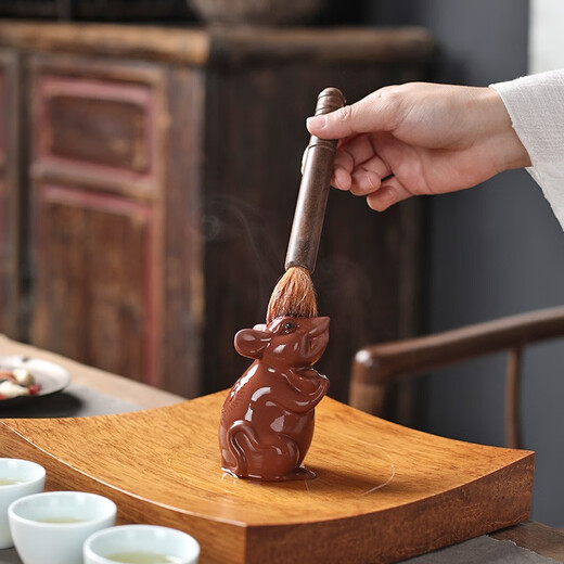 Yuxuan purple sand tea pet attracts wealth, lucky rat, Ruyi ornaments, tea toys, tea art handmade, can nourish the zodiac, tea tray, tea insect home, Ruyi rat, red mud