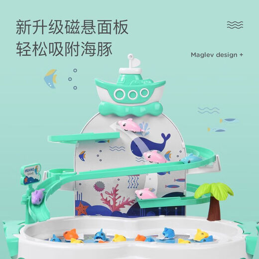 Katio Electric Diaoyutai Toy Children's Early Education Baby One to Two Years Old Birthday Gift for 3 Boys and 6 Girls Rechargeable Version Pink Penguin Climbing Staircase Collection Order on the Day and Bring 10 More Fish/Writable Greeting Cards