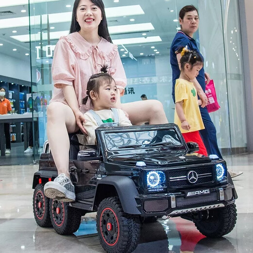 Yijing Benz Big G children's electric car four-wheel remote control swing can sit adults, children and babies off-road parent-child toy car, top equipped with paint powder + six-wheel drive soft wheel remote control swing + leather seat Bluetooth + can sit adults