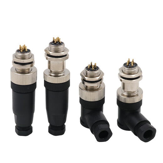 Aviation plug M12 waterproof connector 4-pin 5-hole 8 12-core plug-in socket sensor connector connector PG7 M12-4 core straight male connector
