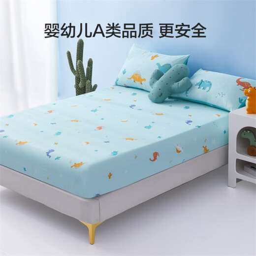 Mercury Home Textiles 100% Cotton 40 Count Children's Sheets and Fitted Sheets Single Piece Cartoon Baby Type A Fitted Sheets Single Bed Mattress Protector [Cotton/Antibacterial] Ancient Dragon 150cm 200cm