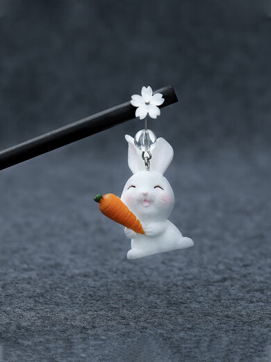 Meng Junchen rabbit hairpin for women summer simple modern hairpin high-end wooden hairpin cute ancient style hairpin versatile 3-piece set