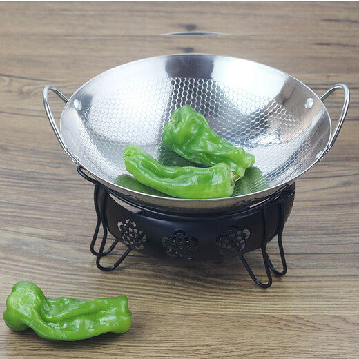 Liangting restaurant household stainless steel thickened alcohol stove is not easy to stick dry pot pot household set small hot pot commercial bar tripod large single pot 25cm