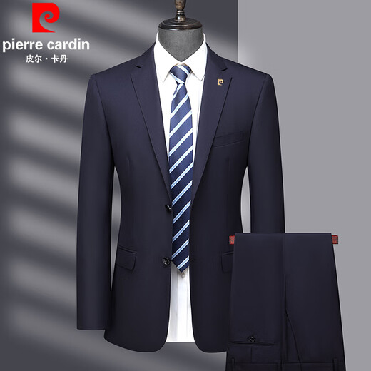 Pierre Cardin Spring Wool Suit Men's High-end Middle-aged Men's Business Formal Wedding Suit Black MY7001 Style 170 Size Recommended 100Jin Jin is equal to 0.5kg -120Jin Jin is equal to 0.5kg