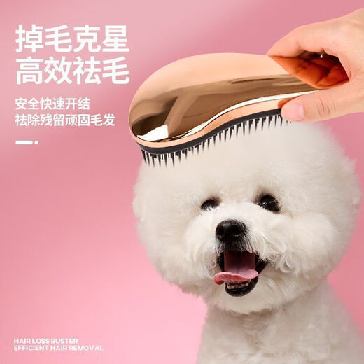 Dog comb, Teddy comb, special pet massage comb, fluffy small dog hair cleaning artifact, pet massage comb, green lotus purple + rose gold