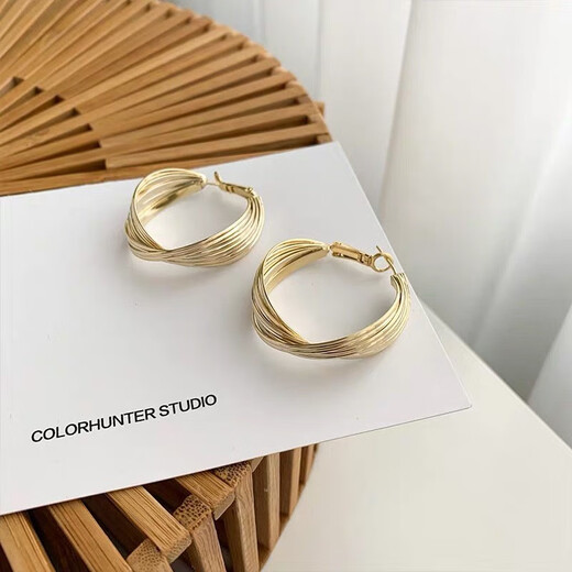 Idel's high-end hoop earrings 2025 new trendy Internet celebrity temperament earrings for women's atmospheric exaggerated earrings birthday gift gold metal earrings E0534