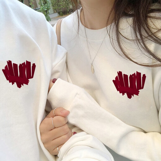 One Inch Acacia Two-piece Couple's Autumn and Winter Sweater Men's Velvet Suit New Trendy Loose Student Versatile Jacket Female White + Male White Female S + Male S