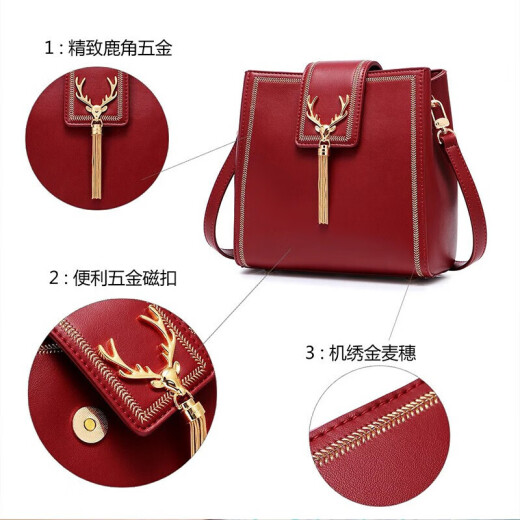 JUSTSTAR women's bag crossbody bag trendy versatile popular bag shoulder Korean style tassel square bag women's 556 retro red