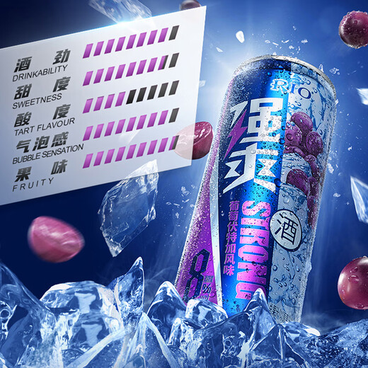 RIO Strong Refreshing 8 Degree Cocktail Wine Sparkling Fruit Wine Strong Refreshing Series 8 Degree 500ml*24 Cans White Peach 6+Grape 6+Lemon 6+Apple 6