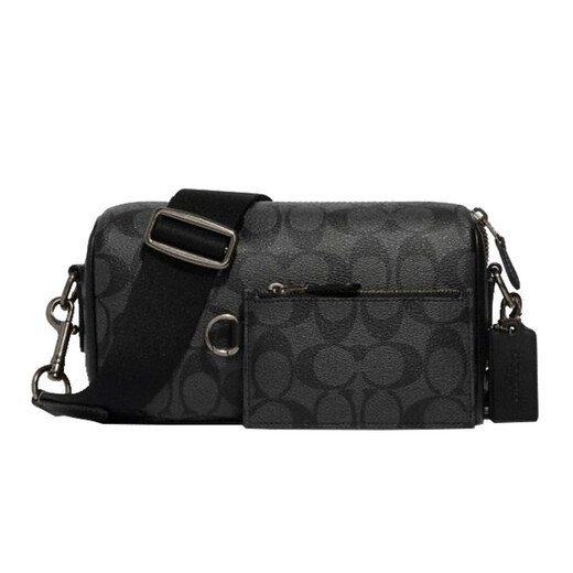 蔻驰（COACH）【元旦礼物】男包Canvas男士斜挎包单肩子母包送男友/老公 CJ674 黑色 QBO4G