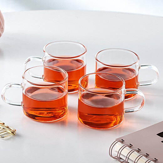 YIHUTEA glass cup heat-resistant small tea cup tea set accessories thickened Kung Fu flower tea cup set home office water cup 6-piece set (100ml)