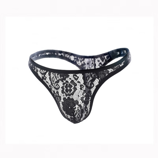 Zi Jiafu sexy underwear men's sexy underwear lace transparent thong men's sexy underwear small underwear black XL