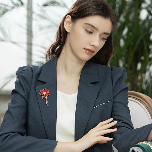 Chunla Chinese style brooch, retro blue lotus brooch, suit coat accessories, women's pin, new lotus flower for women, sapphire blue lotus A24-108